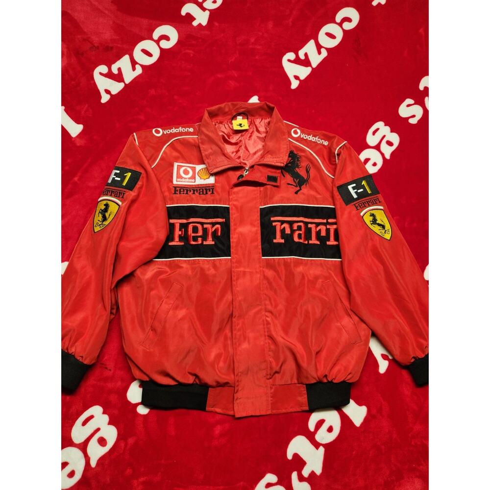 Ferrari F1 Racing Jacket Mens Medium Red Vodafone Shell Motorsport Full Zip